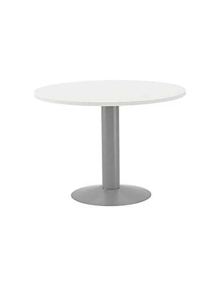 Mesa de reunion rocada meeting 3005at04 estructura columna acero gris tablero madera blanco 100 cm diametro Mesa de reunion rocada meeting 3005at04 estructura columna acero gris tablero madera blanco 100 cm diametro