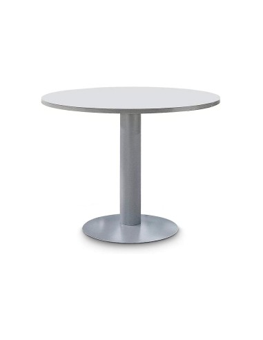Mesa de reunion rocada meeting 3005at02 estructura columna acero gris tablero madera gris 100 cm diametro
