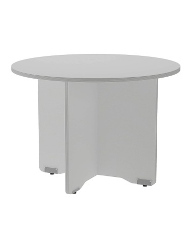 Mesa de reunion rocada meeting 3005ab02 estructura madera gris aluminio en aspas tablero gris 100 cm diametro
