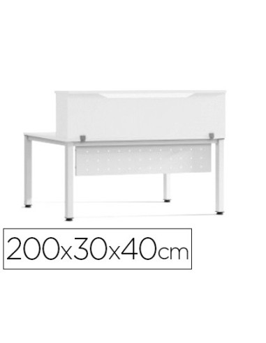 Mostrador de altillo rocada valido para mesas work metal executive 200x30x40 cm acabado aw04 blanco blanco