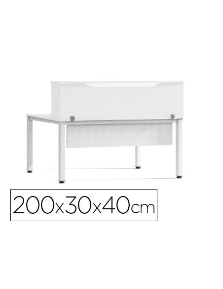 Mostrador de altillo rocada valido para mesas work metal executive 200x30x40 cm acabado aw04 blanco blanco