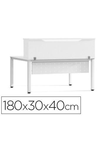 Mostrador de altillo rocada valido para mesas work metal executive 180x30x40 cm acabado aw04 blanco blanco