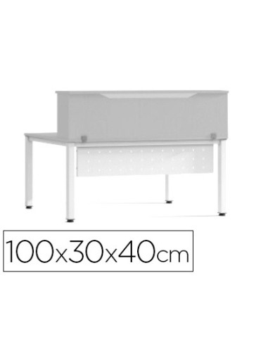 Mostrador de altillo rocada valido para mesas work metal executive 100x30x40 cm acabado aw04 blanco blanco