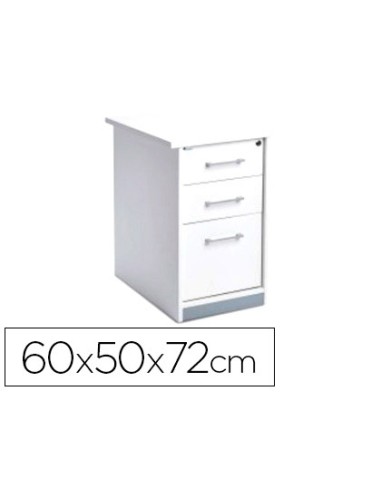 Cajonera rocada con tres cajones serie store 60x50x72 cm acabado aw04 blanco blanco