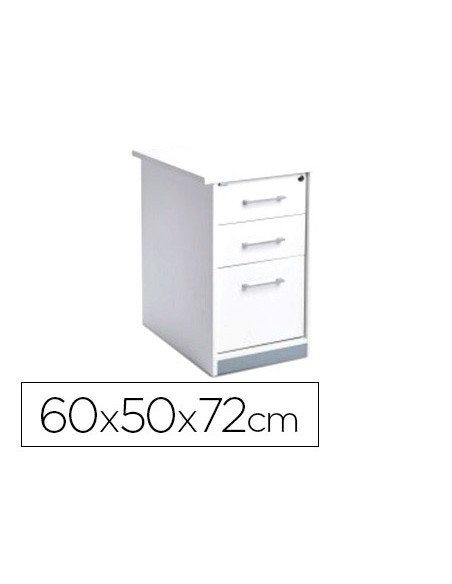 Cajonera rocada con tres cajones serie store 60x50x72 cm acabado aw04 blanco blanco