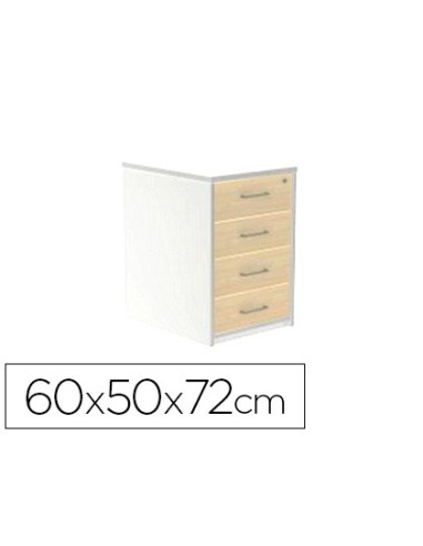 Cajonera rocada con cuatro cajones serie store 60x50x72 cm acabado aw04 blanco blanco