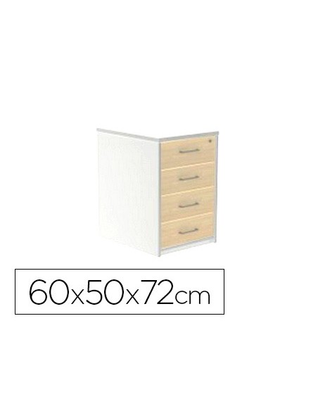 Cajonera rocada con cuatro cajones serie store 60x50x72 cm acabado aw04 blanco blanco
