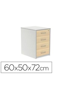 Cajonera rocada con cuatro cajones serie store 60x50x72 cm acabado ab04 aluminio blanco