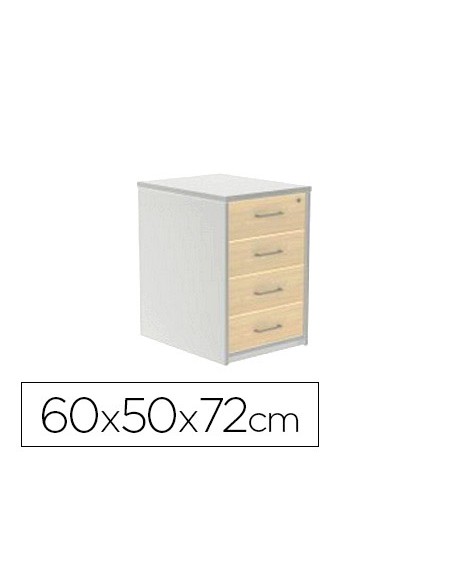 Cajonera rocada con cuatro cajones serie store 60x50x72 cm acabado ab04 aluminio blanco