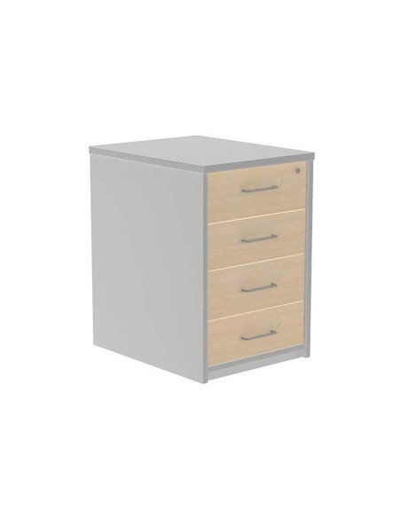 Cajonera rocada con cuatro cajones serie store 60x50x72 cm acabado ab01 aluminio haya