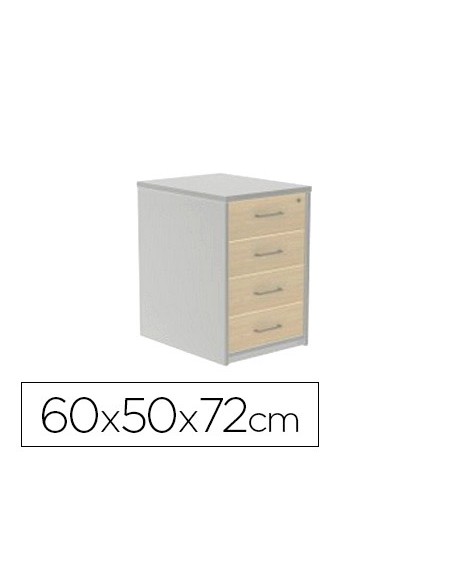 Cajonera rocada con cuatro cajones serie store 60x50x72 cm acabado ab01 aluminio haya