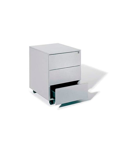 Cajonera metalica rocada con tres cajones serie store 53x42x58 cm acabado ac00 gris gris