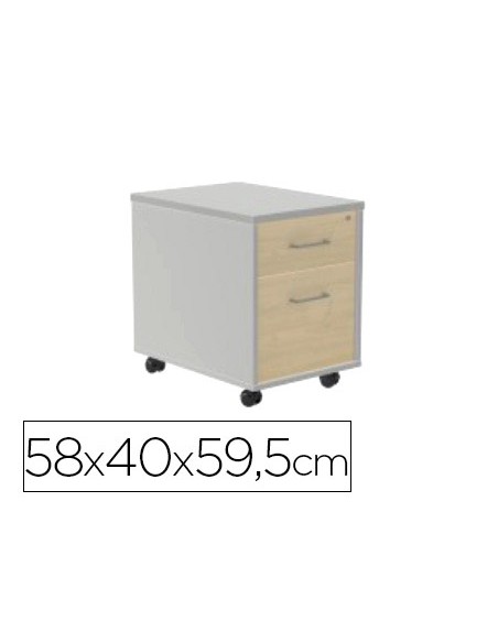 Cajonera rocada con dos cajones serie store 58x40x595 cm acabado ab02 aluminio gris