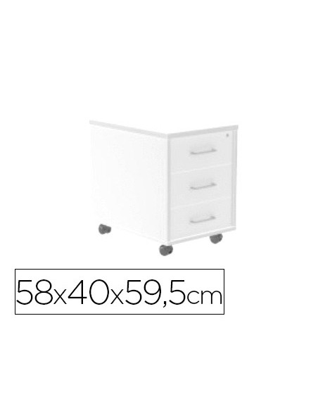 Cajonera rocada con tres cajones serie store 58x40x595 cm acabado aw04 blanco blanco