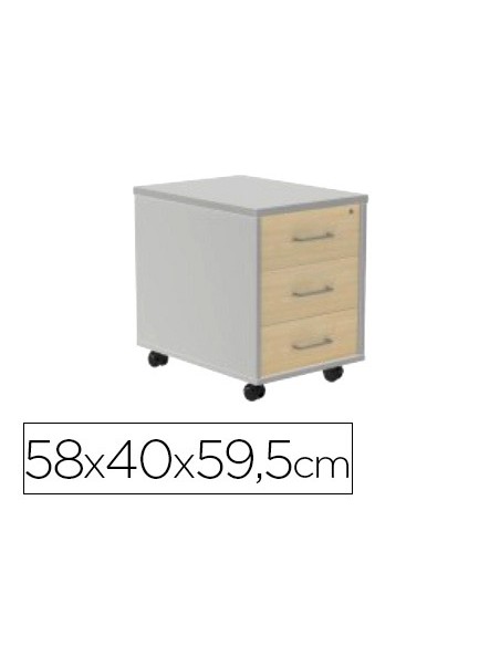 Cajonera rocada con tres cajones serie store 58x40x595 cm acabado ab04 aluminio blanco