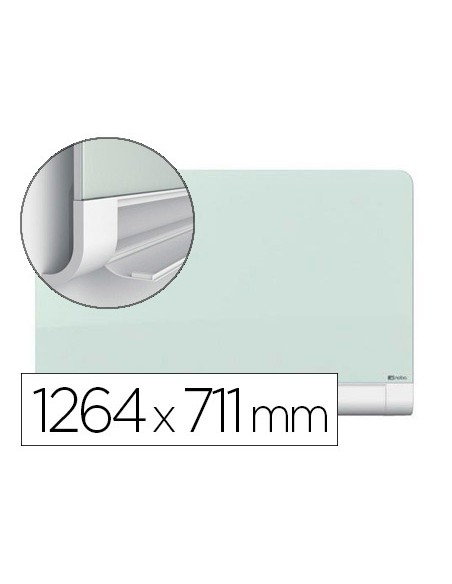 Pizarra blanca nobo diamond cristal magnetica esquinas redondas 1264x711 mm