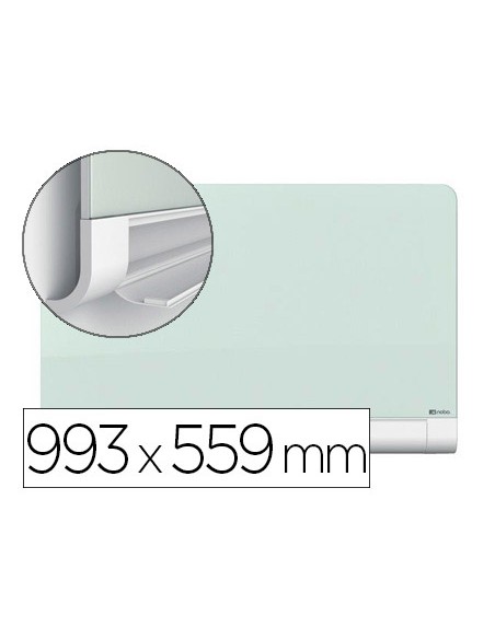 Pizarra blanca nobo diamond cristal magnetica esquinas redondas 993x559 mm