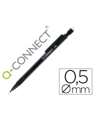 Portaminas q connect 05 mm con 3 minas cuerpo negro con clip negro