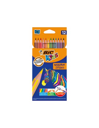 Lapices de colores bic evolution stripes caja de 12 colores surtidos