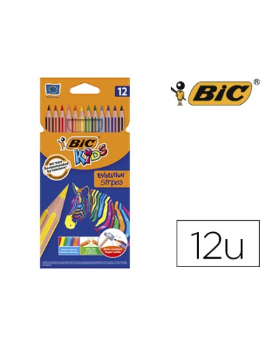 Lapices de colores bic evolution stripes caja de 12 colores surtidos