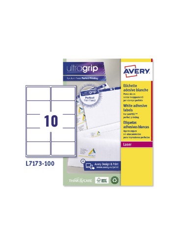 Etiqueta adhesiva avery blanca tamano 991x57 mm inkjet laser copiadora caja de 1000 unidades