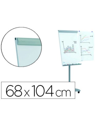 Pizarra blanca rocada para conferencias metalica lacada magnetica con ruedas 68x104 cm incluye 2 brazos laterales