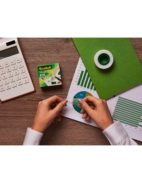 Cinta adhesiva scotch magic invisible 33 mt x 19 mm pack de 8 unidades
