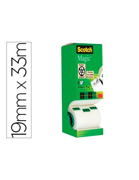 Cinta adhesiva scotch magic invisible 33 mt x 19 mm pack de 8 unidades