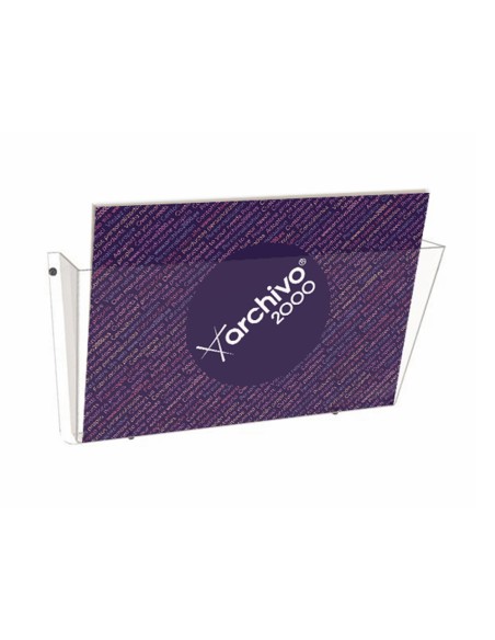 Expositor mural archivo 2000 de pared poliestireno con 1 compartimento transparente para din a4 horizontal