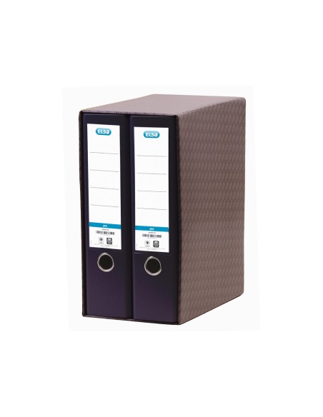 Modulo elba 2 archivadores de palanca din a4 con rado 2 anillas negro lomo de 80 mm