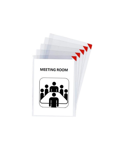 Funda de presentacion tarifold kang easy clic adhesiva removible din a5 esquina magnetica pack 5 uds