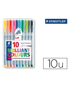 Rotulador staedtler triplus broadliner 338 estuche plastico de 10 unidades colores surtidos
