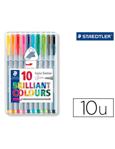 Rotulador staedtler triplus broadliner 338 estuche plastico de 10 unidades colores surtidos