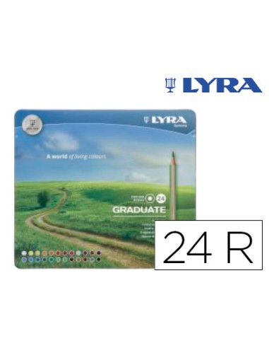 Lapices de colores lyra graduate caja metalica de 24 colores surtidos