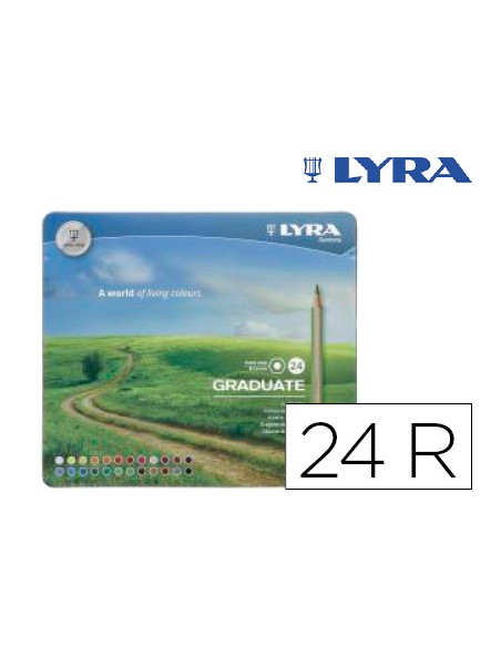 Lapices de colores lyra graduate caja metalica de 24 colores surtidos