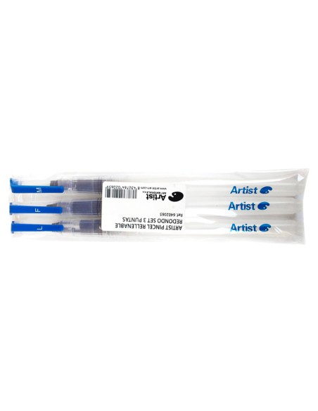 Pincel artist recargable redondo blister 3 unidades puntas surtidas Pincel artist recargable redondo blister 3 unidades puntas surtidas