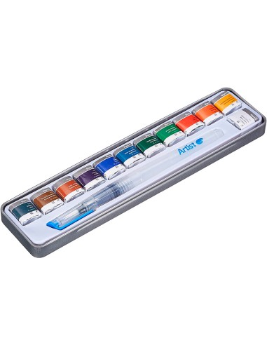 Acuarela artist start caja metal 12 colores surtidos pincel rellenable