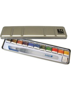 Acuarela artist start caja metal 12 colores surtidos pincel rellenable