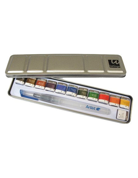 Acuarela artist start caja metal 12 colores surtidos pincel rellenable