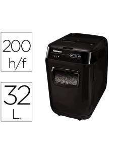 Destructora de documentos fellowes automax 200m capacidad de corte 200 hojas particulas destruye grapas