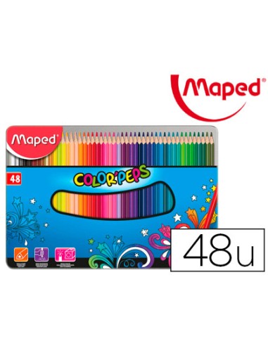 Lapices de colores maped color peps caja metalica de 48 lapices colores surtidos