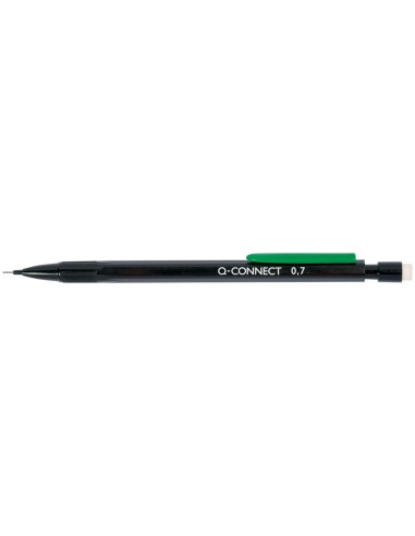 Portaminas q connect 07 mm con 3 minas cuerpo negro con clip verde