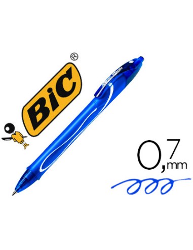 Boligrafo bic gelocity quick dry retractil tinta gel azul punta de 07 mm