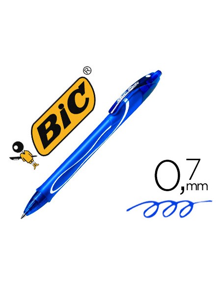 Boligrafo bic gelocity quick dry retractil tinta gel azul punta de 07 mm
