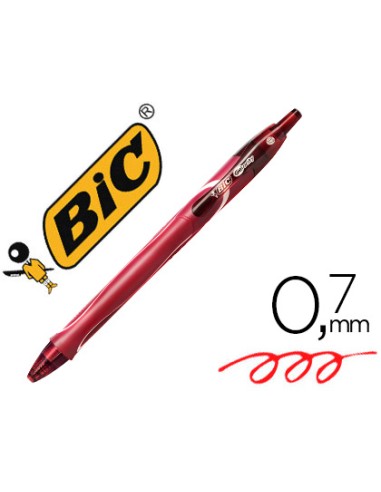 Boligrafo bic gelocity quick dry retractil tinta gel rojo punta de 07 mm