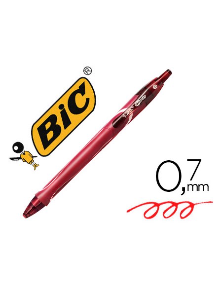 Boligrafo bic gelocity quick dry retractil tinta gel rojo punta de 07 mm