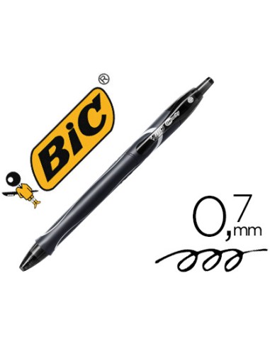 Boligrafo bic gelocity quick dry retractil tinta gel negro punta de 07 mm