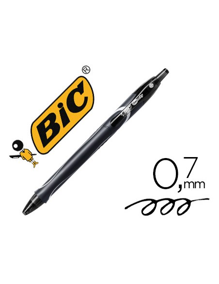 Boligrafo bic gelocity quick dry retractil tinta gel negro punta de 07 mm