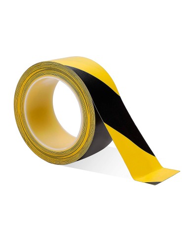 Cinta adhesiva tesa de seguridad amarilla y negra polipropileno 66 mt x 50 mm