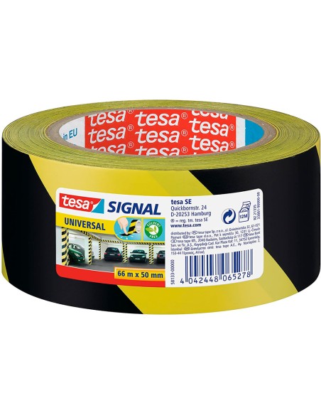 Cinta adhesiva tesa de seguridad amarilla y negra polipropileno 66 mt x 50 mm